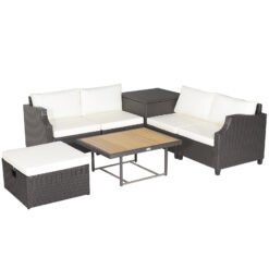7 Pieces Patio Outdoor Hand-Woven PE Wicker Furniture Set-Off White