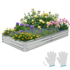 240 x 120 x 30 cm Galvanized Large Metal Raised Garden Bed-Silver