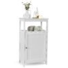 Bathroom Floor Cabinet with Single Door and Adjustable Shelf-White
