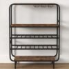 Freestanding Floor 5-Tier Wine Shelf with Glass Holders-Rustic Brown