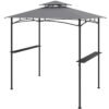 242 x 150 cm Grill Gazebo with 2 Shelves and 6 Hooks-Grey