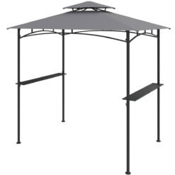 242 x 150 cm Grill Gazebo with 2 Shelves and 6 Hooks-Grey