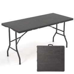 152 cm Portable Folding Picnic Table Patio Dining Table with HDPE Tabletop-Black