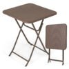 4-Person Rattan Textured Folding Picnic Table Square Patio Dining Table-Rustic Brown