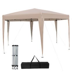 400 x 348 cm Hexagonal Pop-Up Canopy Tent with Dressed Legs-Khaki