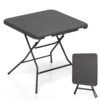 80 cm Square Folding Picnic Table 4-Person Patio Dining Table-Black