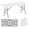 180 cm Portable Folding Dining Table with HDPE Tabletop and Safe Lock Mechanism-White