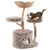 Multi-level Wood Cat Tree Tower Kitten Activity Center with Solid Trunk-Brown