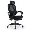 Ergonomic Office Chair High Back Mesh Desk Chair with Retractable Footrest-Black