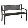 2-3-Persons Outdoor Garden Bench with Patterned Backrest and Curved Armrests-Black