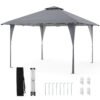 395 x 395 cm Pop up Canopy Tent with Vented Top and 8 Drainage Holes-Grey