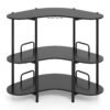 3-Tier Home Bar Unit with Stemware Racks and Storage Shelves-Black