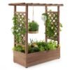 Raised Garden Bed with Arch Trellis-Coffee