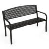 Outdoor 127CM Garden Bench with Patterned Backrest and Curved Armrests-Black