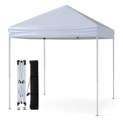 Outdoor Folding Pop-up Canopy with Adjustable Heights and Carrying Bag-White