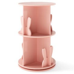 2 Tier Freestanding 360° Revolving Display Storage Rack with Bunny Baffles-Pink