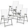 4 Pieces Patio Folding Chairs with Rustproof Metal Frame-White
