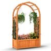 Raised Garden Bed with Arch Trellis Wood Planter Box with Liner-Brown