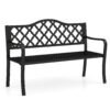 128CM Patio Bench Slatted Metal Garden Bench for 2-3 People-Black