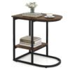 2-Tier C-shaped End Table Modern Sofa Side Table with Metal Frame-Rustic Brown