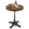 Round Patio Cast Aluminum Dining Table with Carved Texture-Bronze