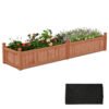 Wood Raised Garden Bed with Divider and Drainage System-Rustic Brown