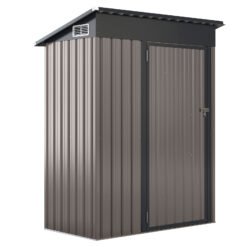 All-Weather Storage Shed with Top Sloping Design-Grey