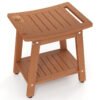 Waterproof Shower Bench Seat HIPS Shower Stool with Handle-Coffee