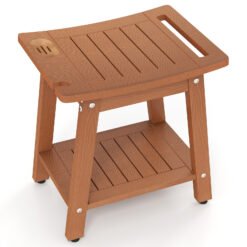 Waterproof Shower Bench Seat HIPS Shower Stool with Handle-Coffee