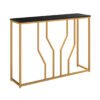 110 cm Gold Console Table Entryway Table with Faux Marble Tabletop-Black
