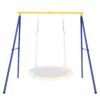 Saucer Swing Set with Metal Frame and Ground Nails for Garden Park-Blue &amp; Yellow