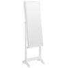 Jewellery Storage Cabinet with Full-Length Standing Mirror, Lockable Armoire for Bedroom, Black and White