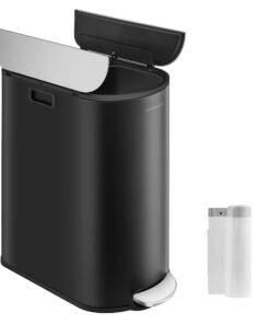 Dual Compartment Recycling Bin, 30L and 20L Pedal Kitchen Waste Bin with Slim Design, Wing Lids