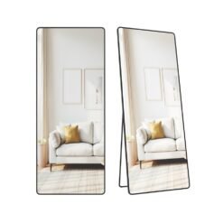 Full Length Mirror 165 x 60 cm Rectangle with Stand Ink Black