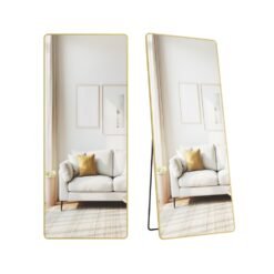 Full Length Mirror 165 x 60 cm Rectangle with Stand Pale Gold