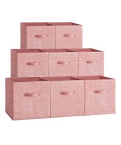 Storage Cubes 33 cm Non-Woven Fabric Bins with Double Handles Jelly Pink