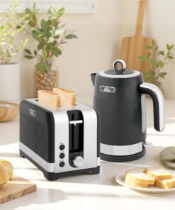 HOMCOM Sleek Textured Kettle and Toaster Set - Black