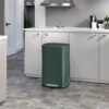 Pedal Rubbish Can 13 Gallon, Steel Trash Bin with Inner Bucket, Soft Close, for Kitchen, Green