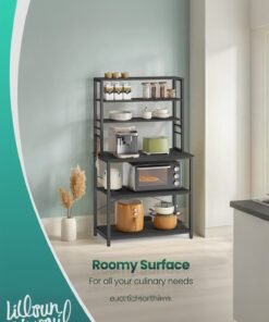 Kitchen Baker's Rack, 6-Tier Kitchen Storage Shelves with Hooks, Microwave Stand