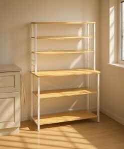 Baker’s Rack, Coffee Bar, 6-Tier Kitchen Storage Shelves with 6 Hooks