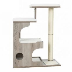 86 cm Modern Cat Tree with Scratching Posts, Removable Washable Cushions, Greige