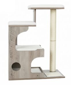 86 cm Modern Cat Tree with Scratching Posts, Removable Washable Cushions, Greige