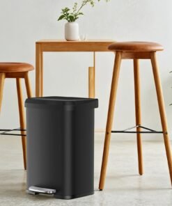 Tall Kitchen Trash Can, 50 L Stainless Steel Garbage Can, with Stay-Open Lid and Step-on Pedal