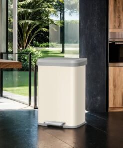 Tall Kitchen Trash Can, 50 L Stainless Steel Garbage Can, with Stay-Open Lid and Step-on Pedal