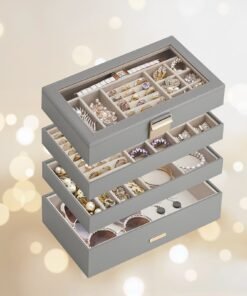 4-Tier Stackable Jewellery Trays, Jewellery Box, Drawer Jewellery Organiser