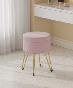 Velvet Makeup Stool, Vanity Stool Chair, Small Ottoman Stool with Storage