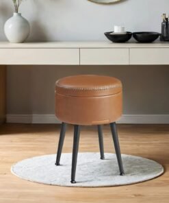 Dressing Table Stool, Storage Ottoman, Synthetic Leather