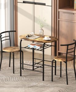 HOMCOM Three-Piece Compact Dining Set - Rustic Brown