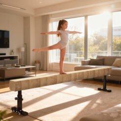 HOMCOM 7.5ft Adjustable Balance Beam, Gymnastics Beam with Wheels, Gymnastics Equipment for 6+ Years Old Training