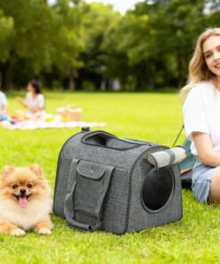 PawHut Soft Sided Cat Carrier Bag, Portable Foldable Pet Carrier with Shoulder Strap & Removable Mat for Small Pet Up to 10kg